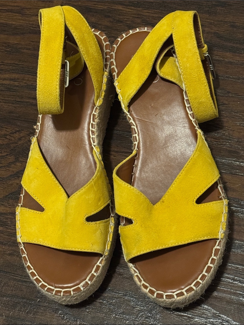 Franco Sarto Yellow Suede Espadrille Sandals